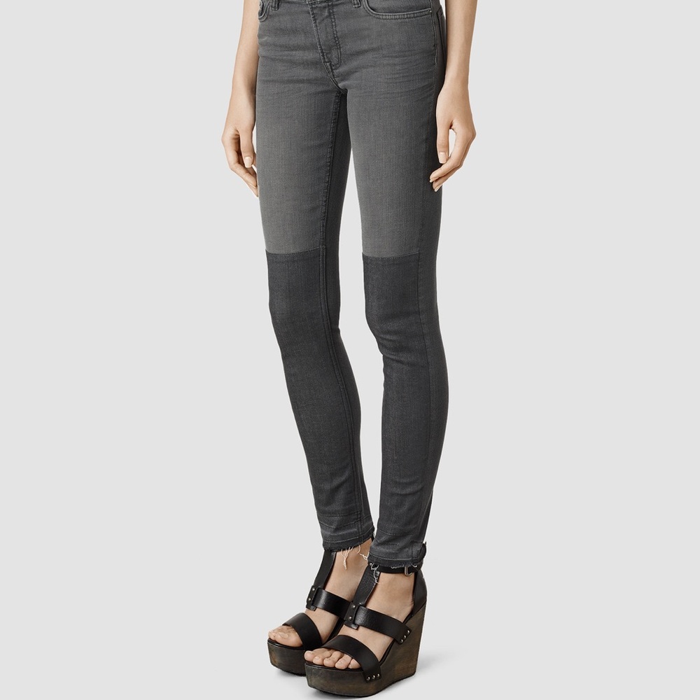 All Saints Mast Jeans w/ Grey Panels EUC